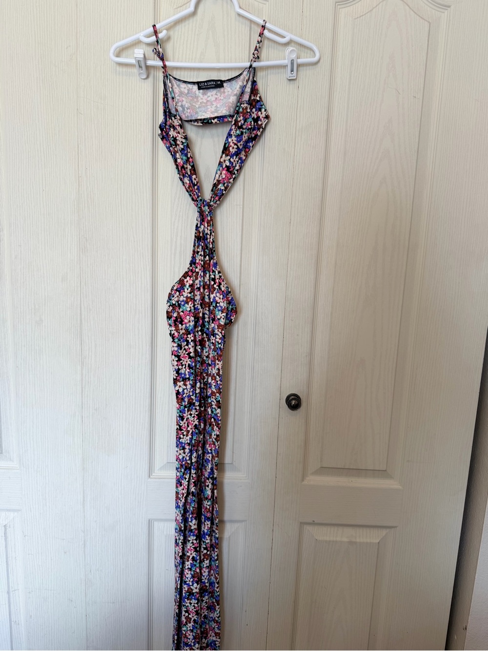Floral Backless Maxi Dress in Multicolor by ROMWE